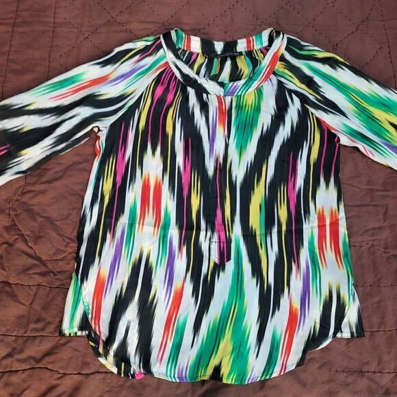 Vibrant abstract long sleeve blouse - size small by Patterson J. Kincaid - Picture 2 of 10